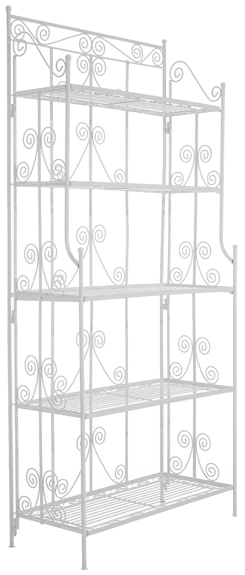 CLP Standregal Ciara I Metallregal f&uuml;r Pflanzen im Landhausstil I Regal f&uuml;r Balkon, Terrasse, Veranda und Garten I 5 klappbare B&ouml;den 