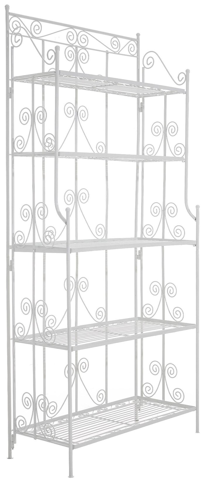 CLP Standregal Ciara I Metallregal für Pflanzen im Landhausstil I Regal für Balkon, Terrasse, Veranda und Garten I 5 klappbare Böden