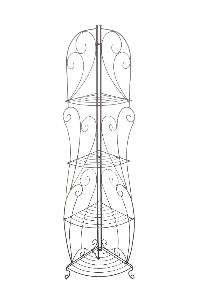 CLP Eisen-Eckregal IRMA I Stabiles Klappregal mit vier Ablagen I Dekoregal im Landhausstil I In verschiedenen Farben erh&auml;ltlich 