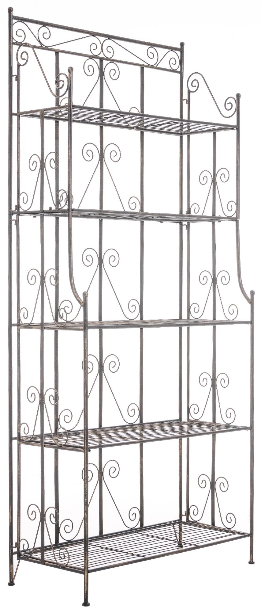 CLP Standregal Ciara I Metallregal f&uuml;r Pflanzen im Landhausstil I Regal f&uuml;r Balkon, Terrasse, Veranda und Garten I 5 klappbare B&ouml;den 