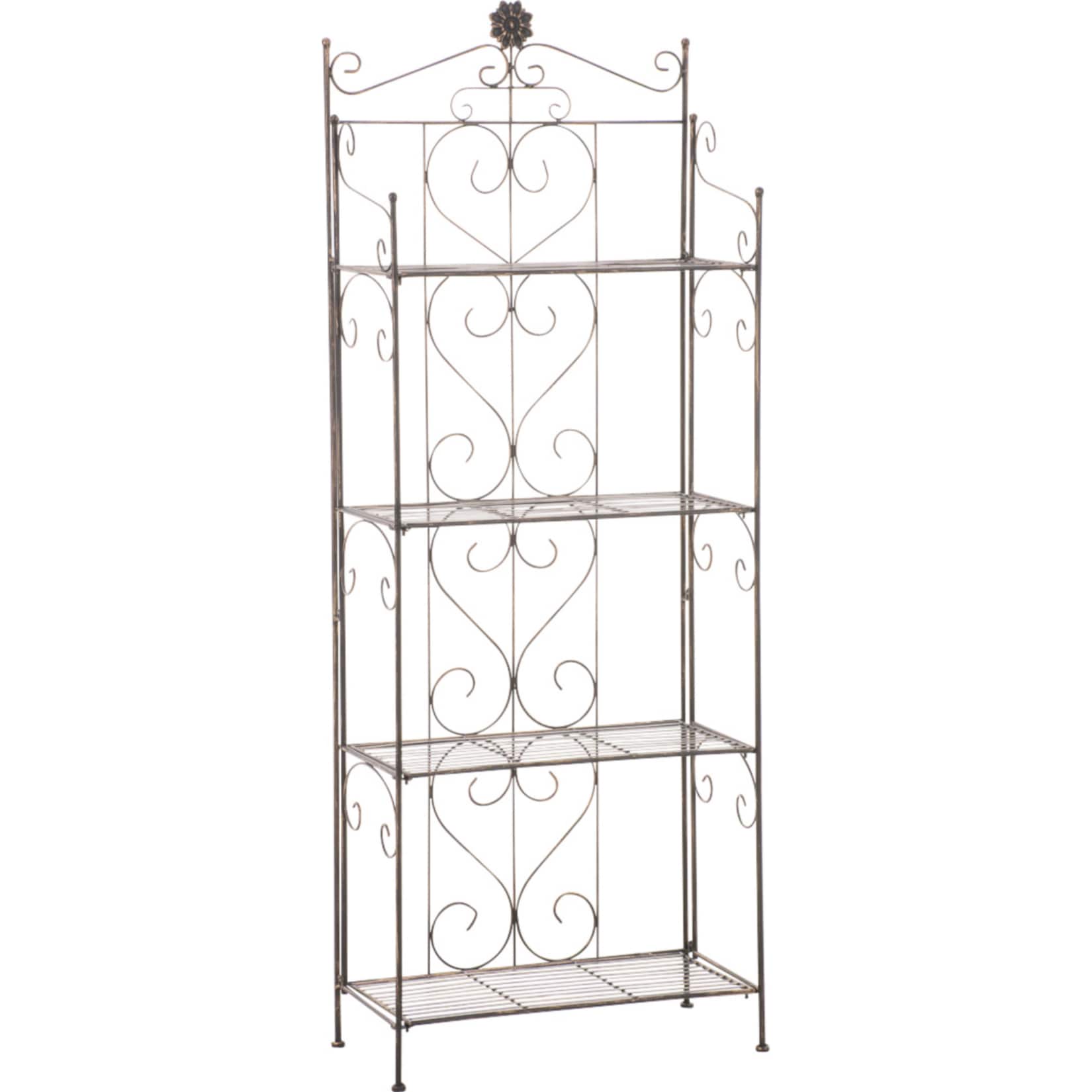 CLP Lenja stabiles Standregal im Landhausstil I Klappbares Eisenregal mit 4 Regalb&ouml;den I In verschiedenen Farben erh&auml;ltlich 