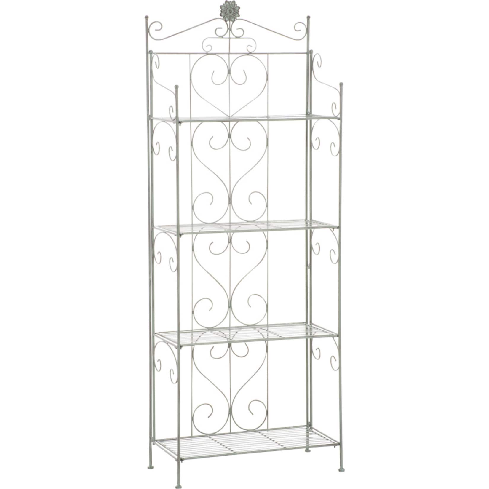 CLP Lenja stabiles Standregal im Landhausstil I Klappbares Eisenregal mit 4 Regalb&ouml;den I In verschiedenen Farben erh&auml;ltlich 