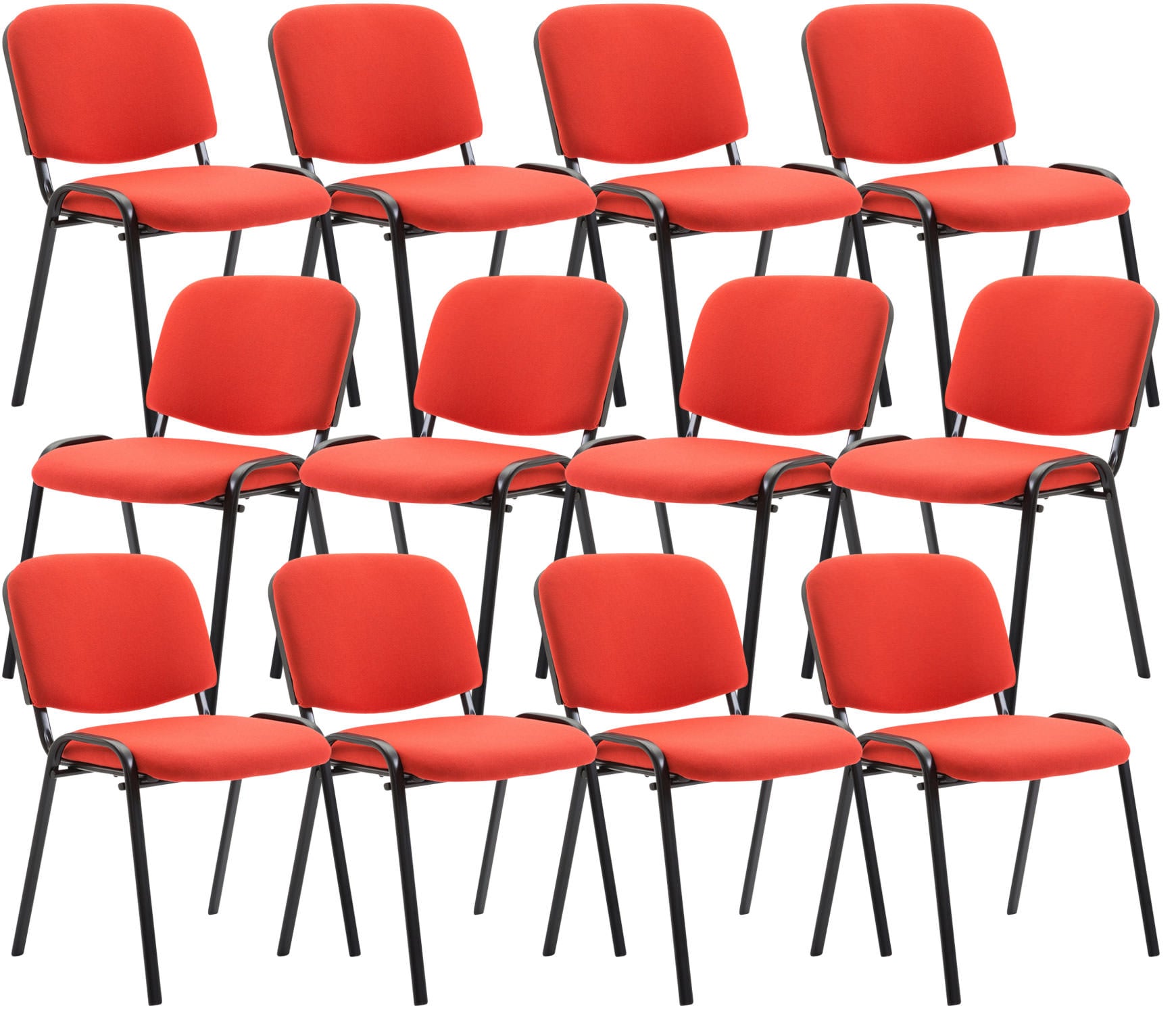 CLP 12er Set Besucherstuhl Ken Stoff I Stapelstuhl Mit Robustem Metallgestell I Polsterstuhl Mit R&uuml;ckenlehne 