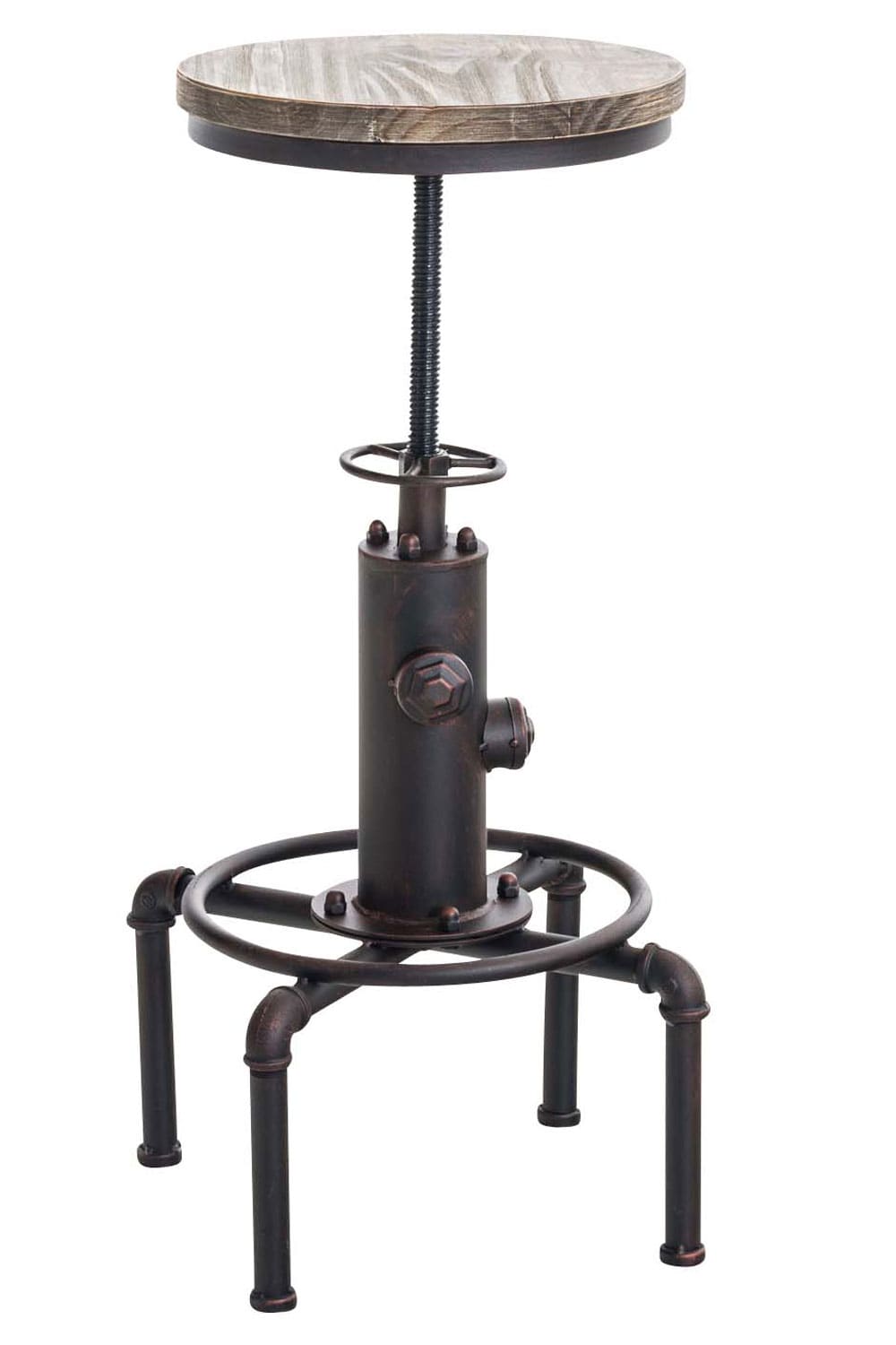 CLP Metall-Barhocker Lumos mit h&ouml;henverstellbarem Holzsitz I Thekenhocker mit Fu&szlig;st&uuml;tze I In verschiedenen Farben erh&auml;ltlich 