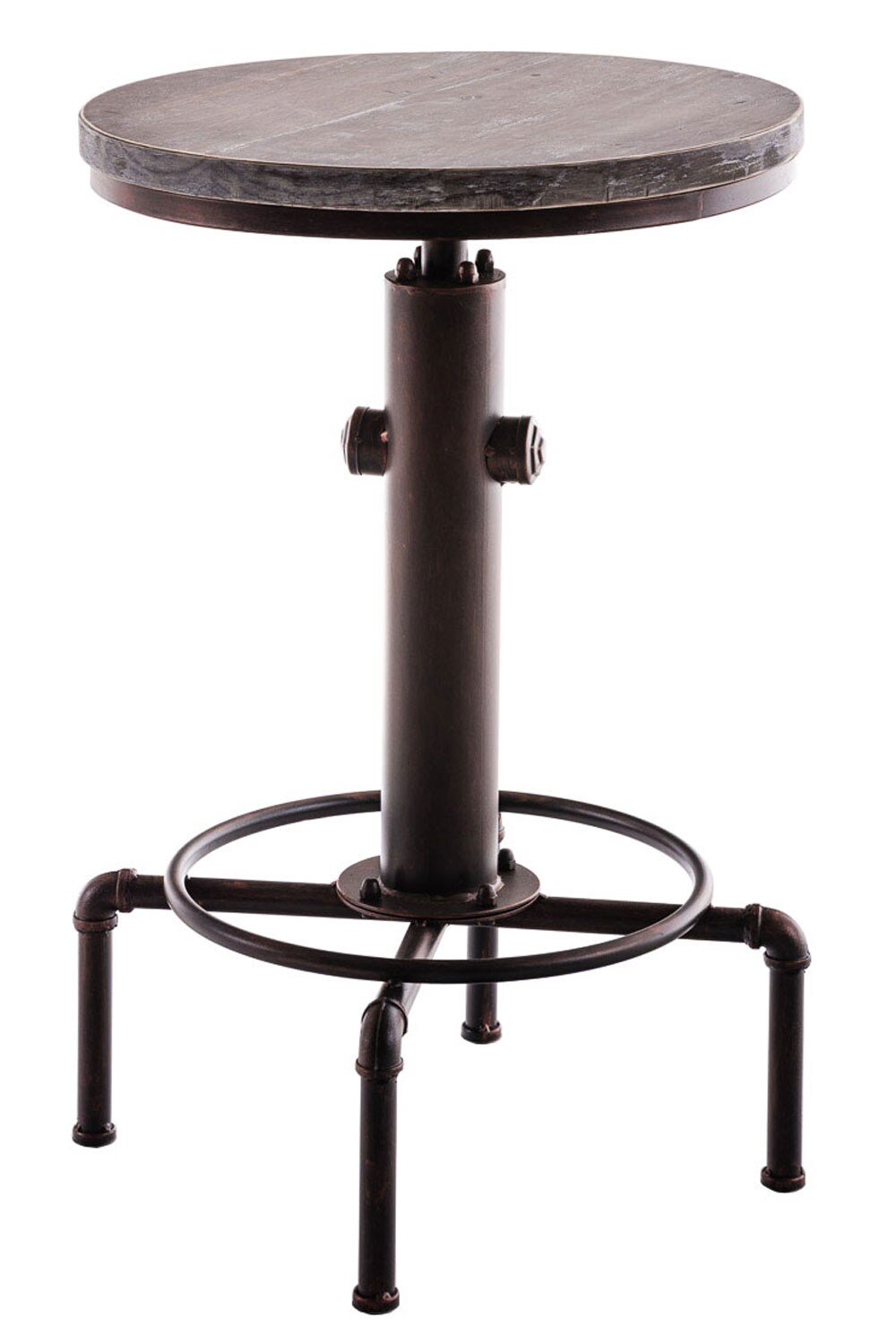 CLP Stehtisch Lumos Mit Robustem Metallgestell Und Einer Holz-Tischplatte I H&ouml;henverstellbarer, Runder Bartisch Im Industrial-Design 