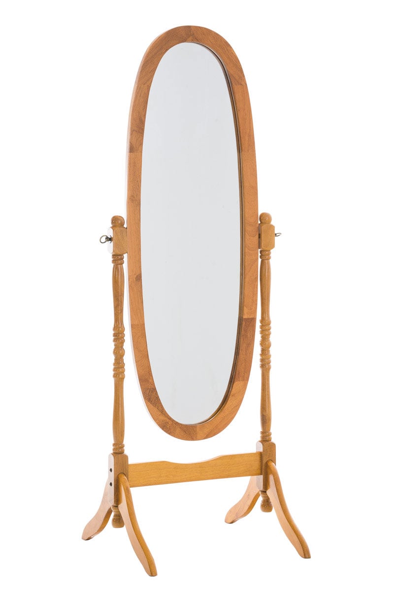 CLP Holz-Standspiegel Cora I Ovaler freistehender Spiegel im Landhausstil I Neigbarer Ganzk&ouml;rperspiegel mit Holzgestell I Gr&ouml;&szlig;e 150 x 60 cm 