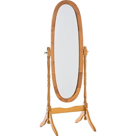 CLP Holz-Standspiegel Cora I Ovaler freistehender Spiegel im Landhausstil I Neigbarer Ganzkörperspiegel mit Holzgestell I Größe 150 x 60 cm 