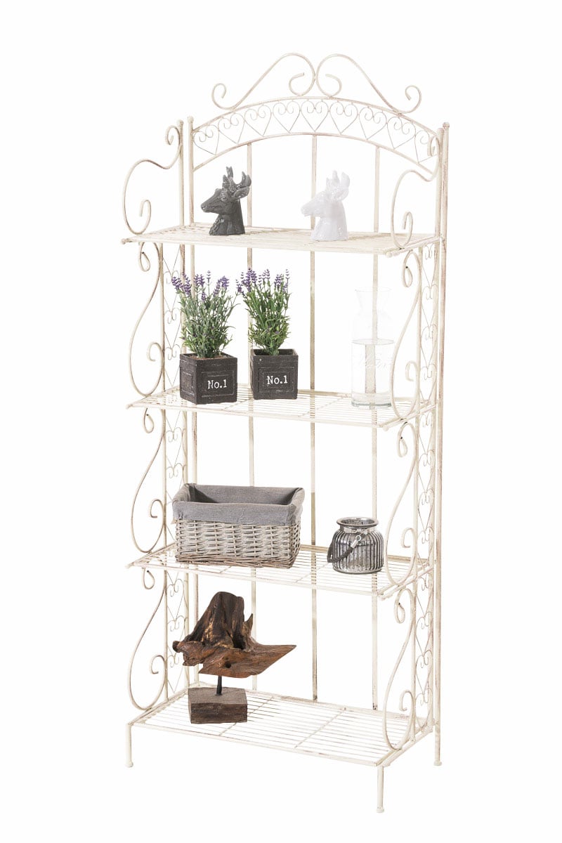 CLP Eisen-Standregal ANTJE I Klappregal mit 4 Ablagef&auml;chern im Landhausstil I In verschiedenen Farben erh&auml;ltlich 