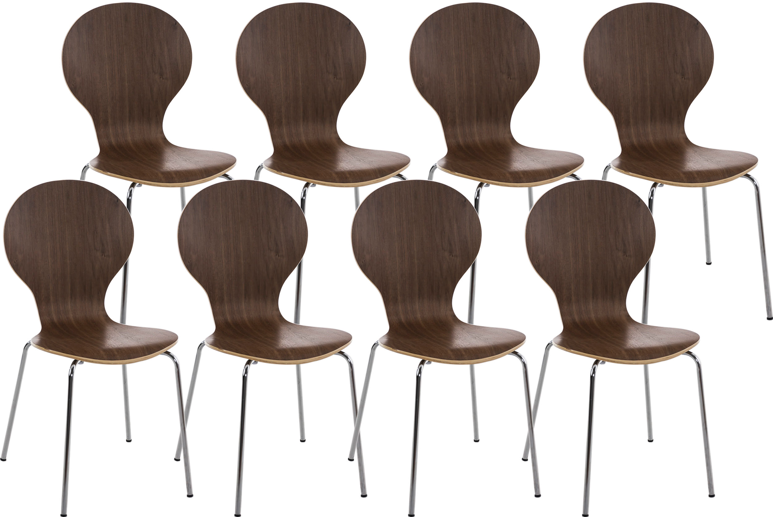 CLP 8 x Stapelstuhl Diego I Ergonomischer Konferenzstuhl Mit Holzsitz Und Metallgestell I Stapelbarer Stuhl Mit Pflegeleichter Sitzfl&auml;che 