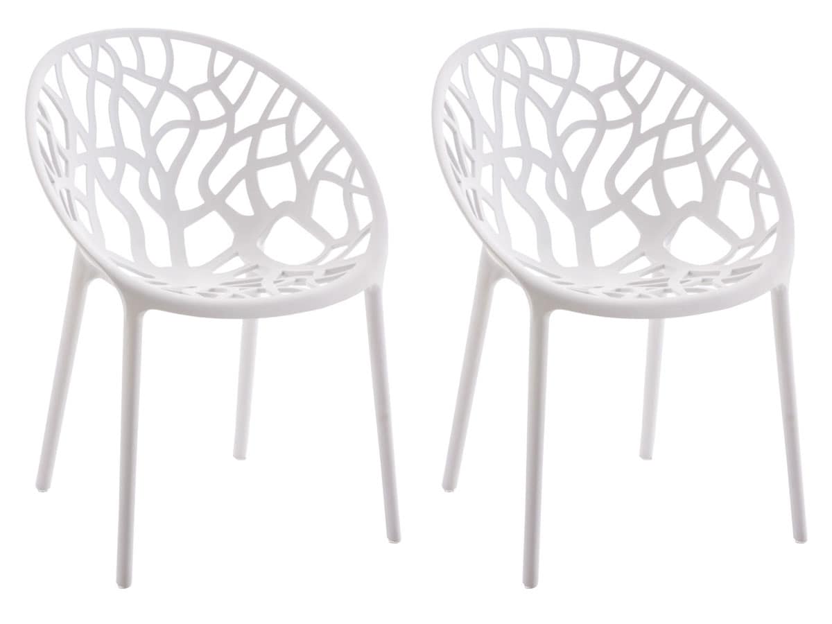 CLP Gartenstuhl 2er Set, stapelbar und wetterfest, modern mit nicht verstellbaren Armlehnen, Gestell Kunststoff, Hope 