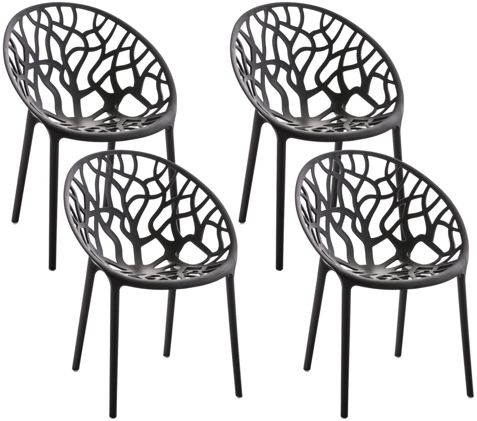 CLP Gartenstühle 4er Set stapelbar wetterfest Hope, Gartensessel mit Lehnen UV-beständig, Outdoorstühle aus Kunststoff bis 150 kg belastbar,