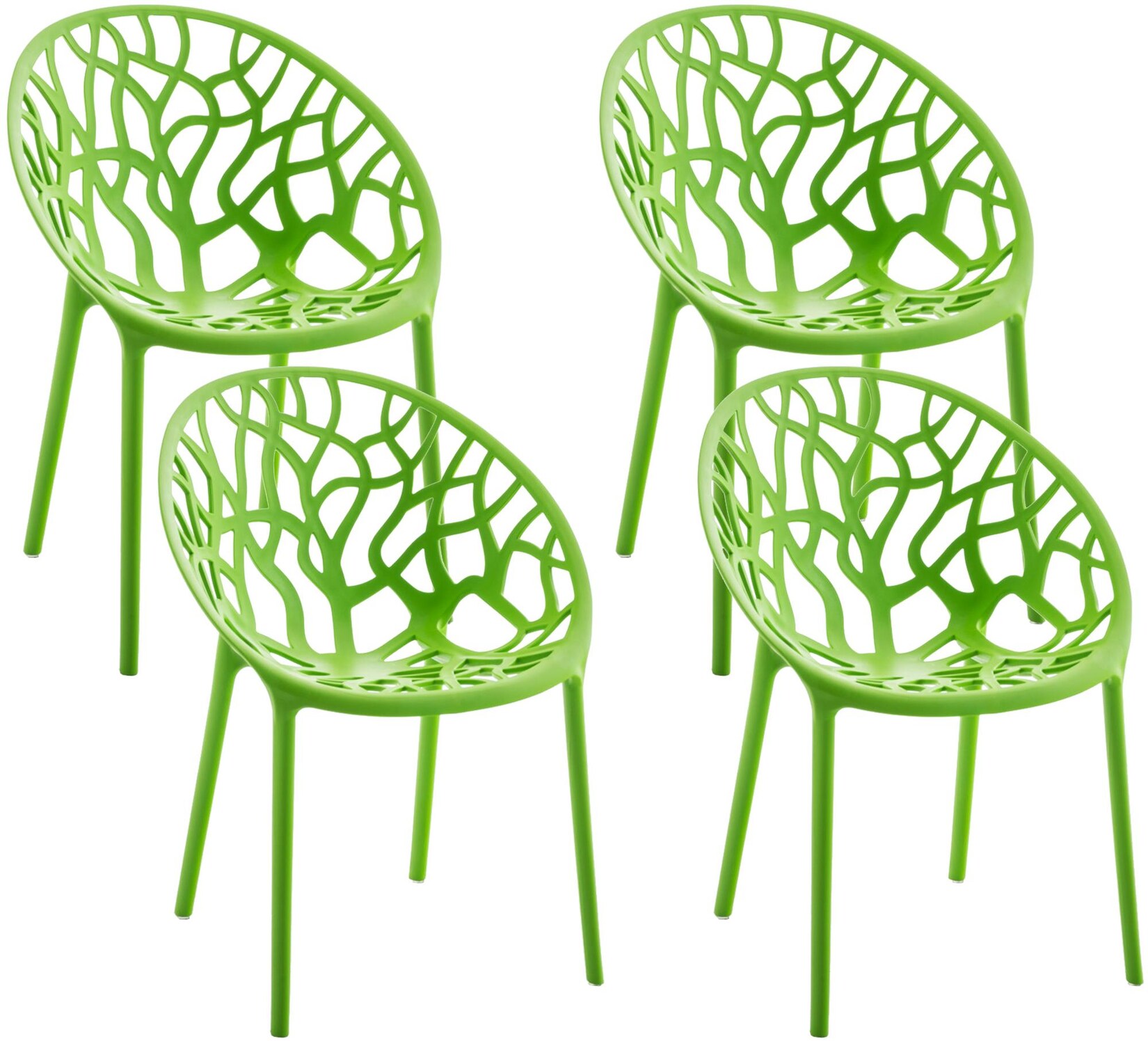 CLP Gartenstühle 4er Set stapelbar wetterfest Hope, Gartensessel mit Lehnen UV-beständig, Outdoorstühle aus Kunststoff bis 150 kg belastbar,