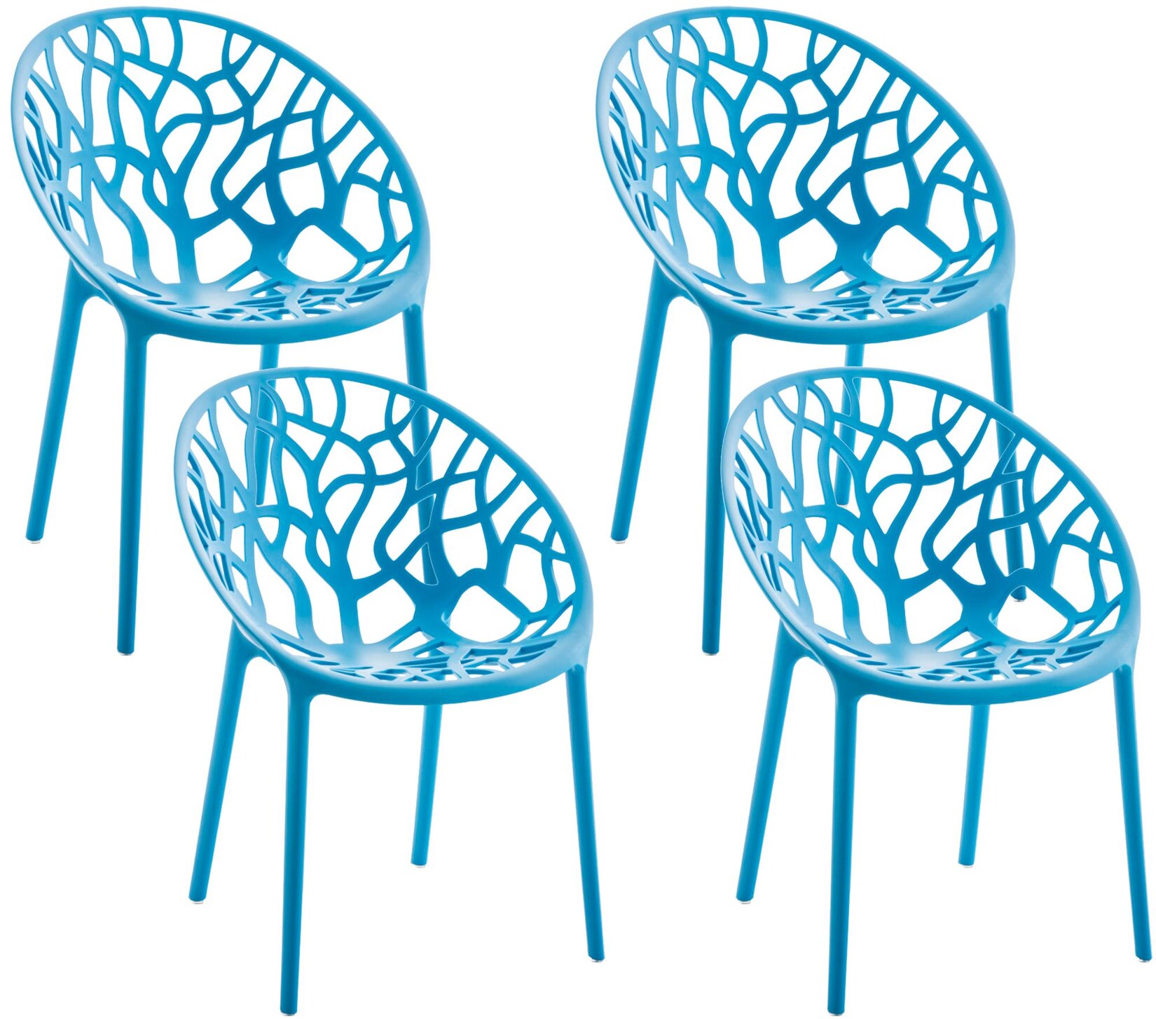 CLP Gartenstühle 4er Set stapelbar wetterfest Hope, Gartensessel mit Lehnen UV-beständig, Outdoorstühle aus Kunststoff bis 150 kg belastbar,