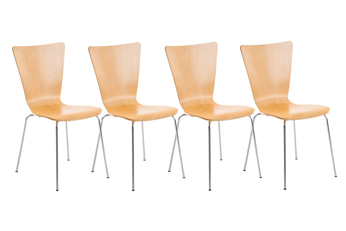 CLP 4er-Set Stapelstuhl Aaron Mit Holzsitz Und Metallgestell I 4 x Stuhl Mit Pflegeleichter Sitzfläche