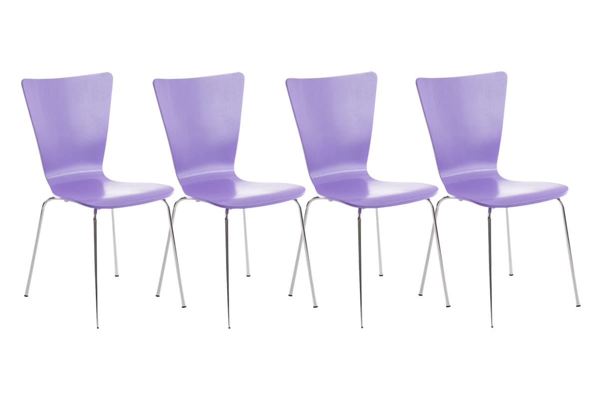 CLP 4er-Set Stapelstuhl Aaron Mit Holzsitz Und Metallgestell I 4 x Stuhl Mit Pflegeleichter Sitzfl&auml;che 