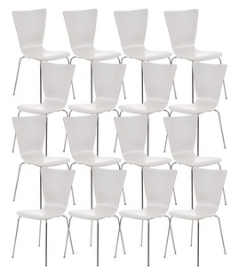 CLP 16 x Stapelstuhl Aaron Mit Holzsitz Und Metallgestell I 16 x Stuhl Mit pflegeleichter Sitzfläche I Set Mit 16 Stühlen 