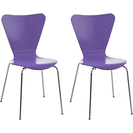 CLP 2x Konferenzstuhl CALISTO mit Holzsitz und stabilem Metallgestell I 2x platzsparender Stuhl mit einer Sitzhöhe von: 45 cm 