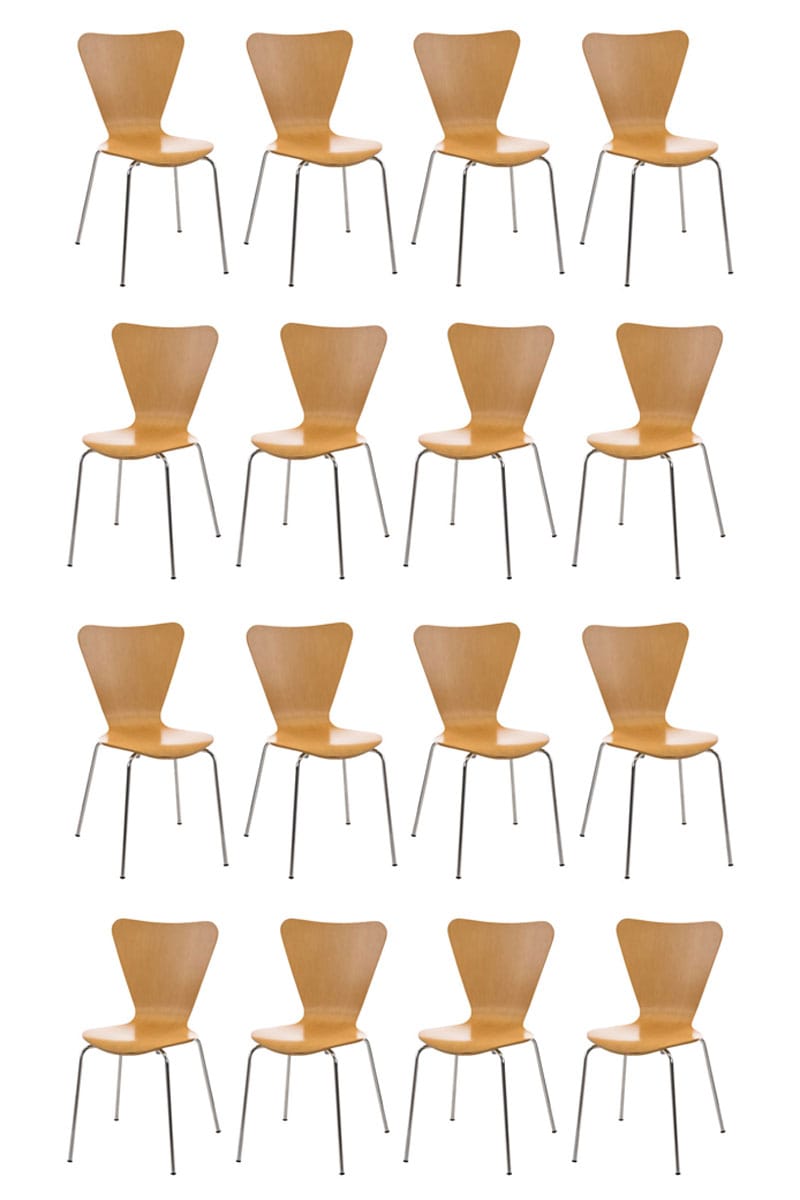 CLP 16x Konferenzstuhl Calisto Mit Holzsitz Und Stabilem Metallgestell I 16x Platzsparender Stapelstuhl 