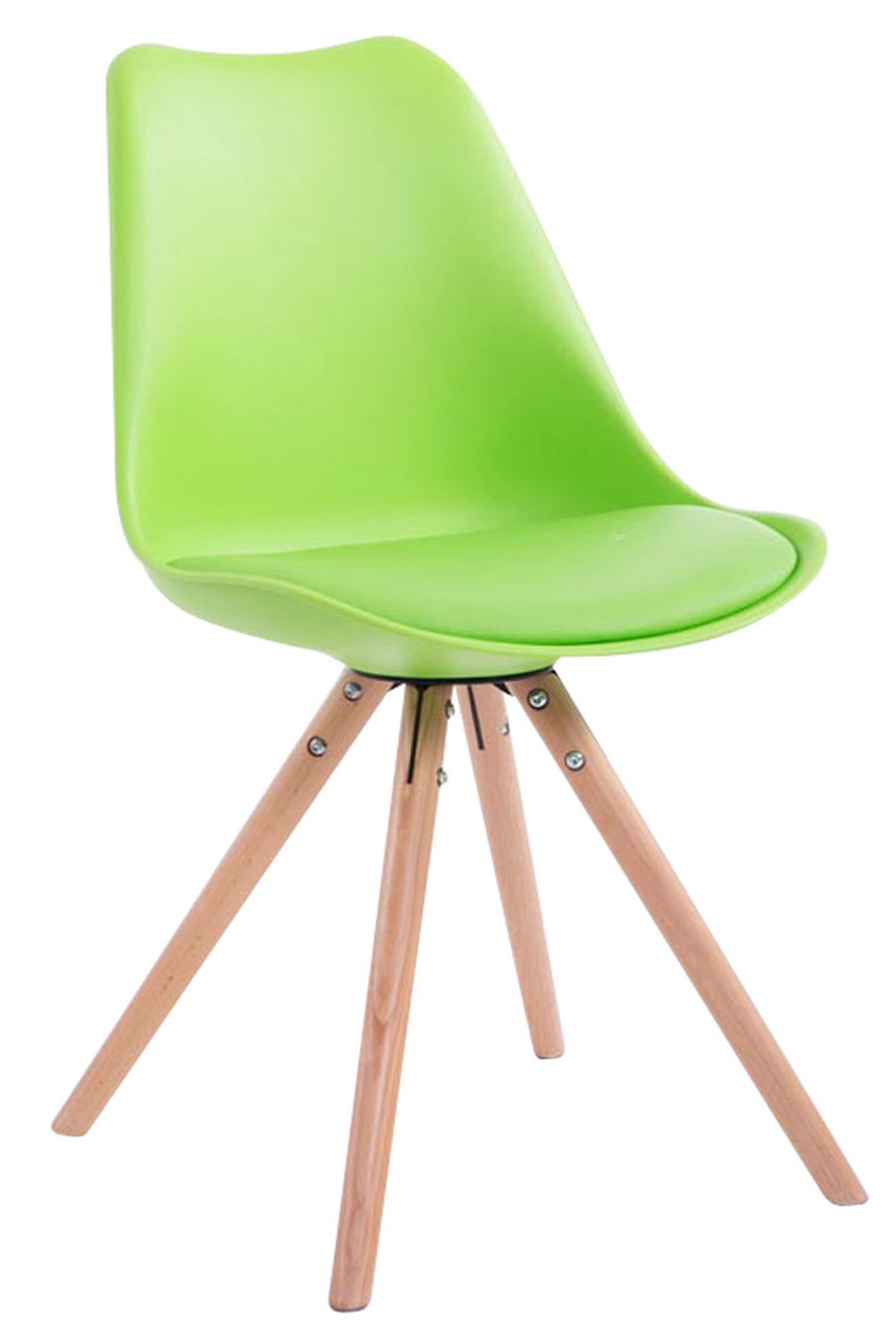 CLP Retro-Stuhl Toulouse Rund Mit Kunstlederbezug | Kunststoff-Lehnstuhl Mit Holzgestell | In Verschiedenen Farben 