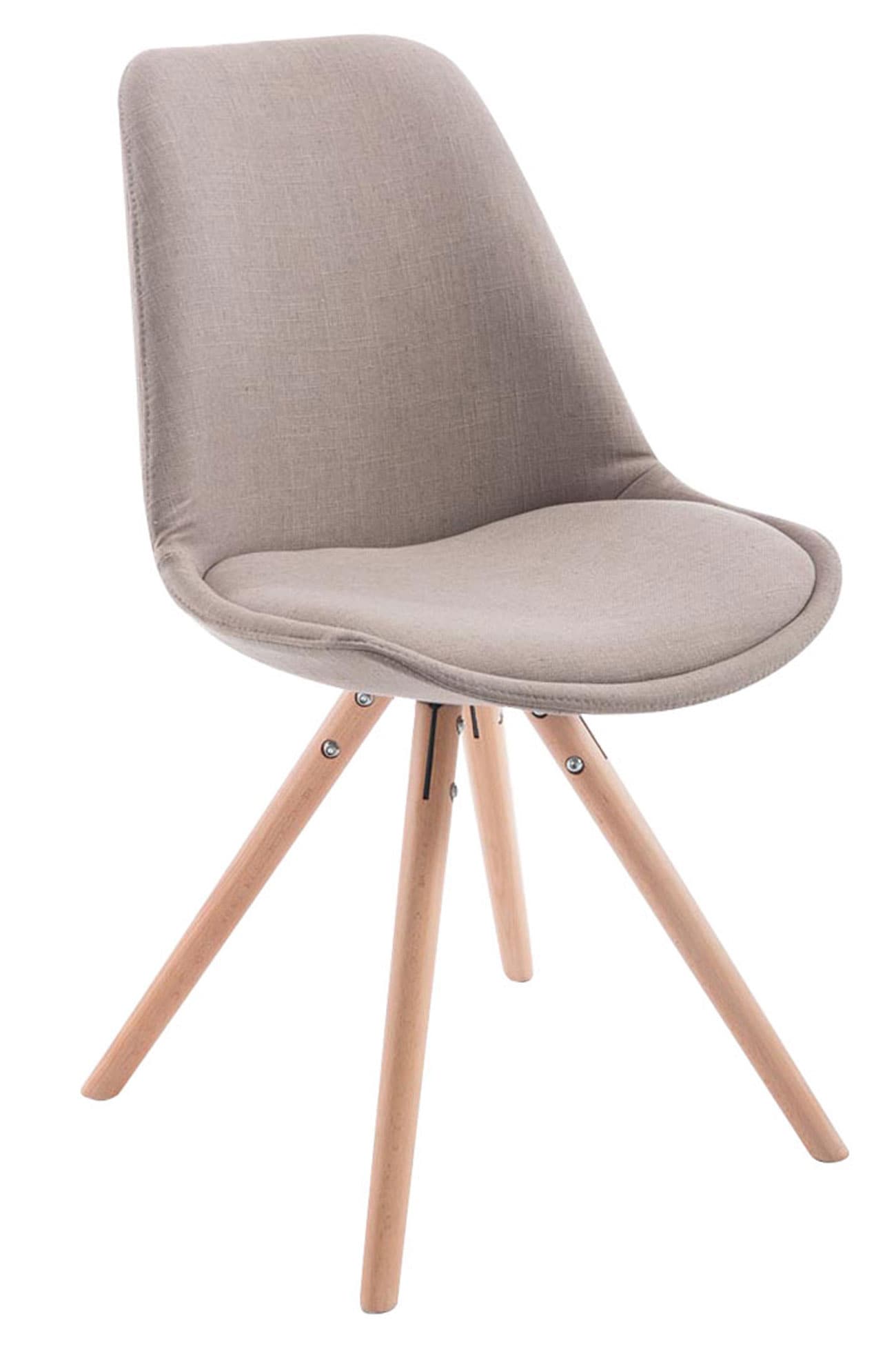 CLP Retro-Stuhl Toulouse Rund Mit Stoffbezug Und Hochwertigem Sitzpolster I Lehnstuhl Mit Stabilem Holzgestell I Sitzh&ouml;he 48 cm 
