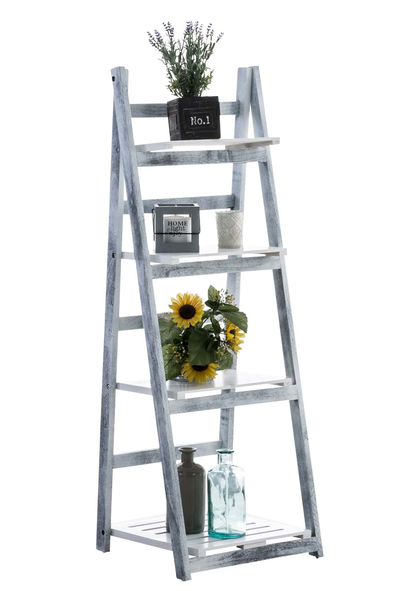 CLP Leiterregal Frederika Aus Holz Mit 4 Ablagefl&auml;chen I Klappbares Dekoregal Im Landhausstil I Blumenregal Mit 4 Ablagefl&auml;chen 