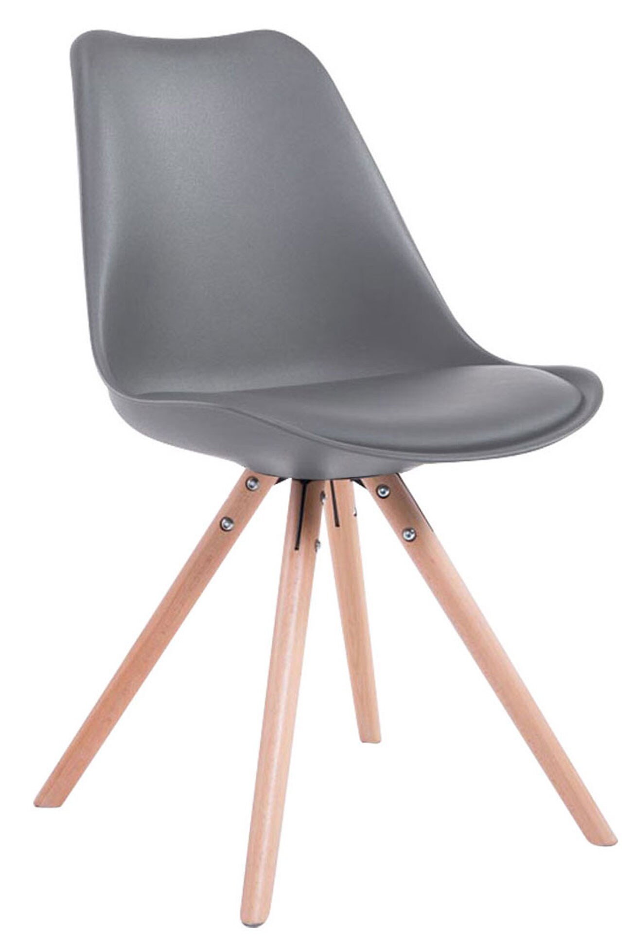 CLP Retro-Stuhl Toulouse Rund Mit Kunstlederbezug | Kunststoff-Lehnstuhl Mit Holzgestell | In Verschiedenen Farben 