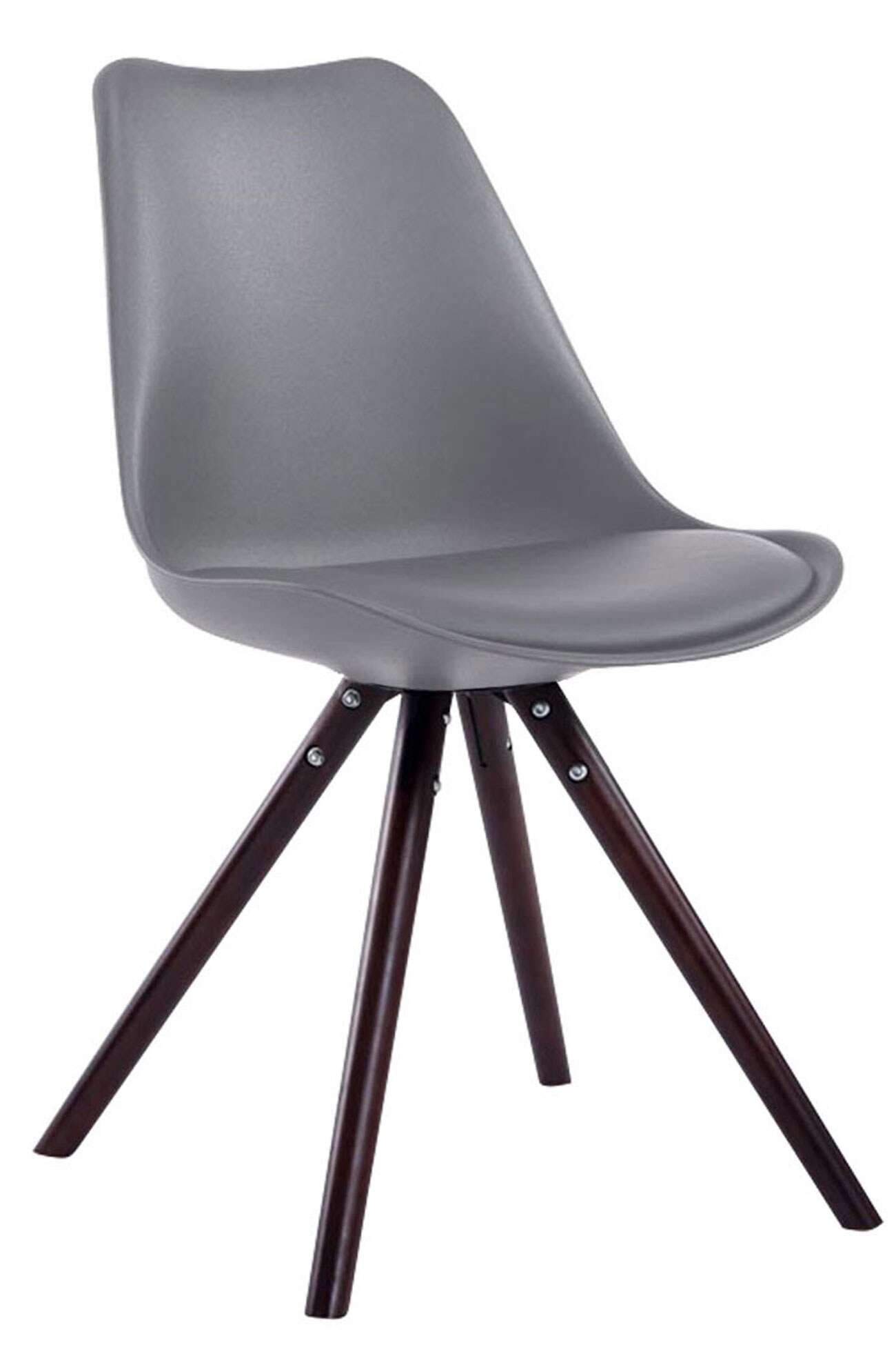 CLP Retro-Stuhl Toulouse Rund Mit Kunstlederbezug | Kunststoff-Lehnstuhl Mit Holzgestell | In Verschiedenen Farben 