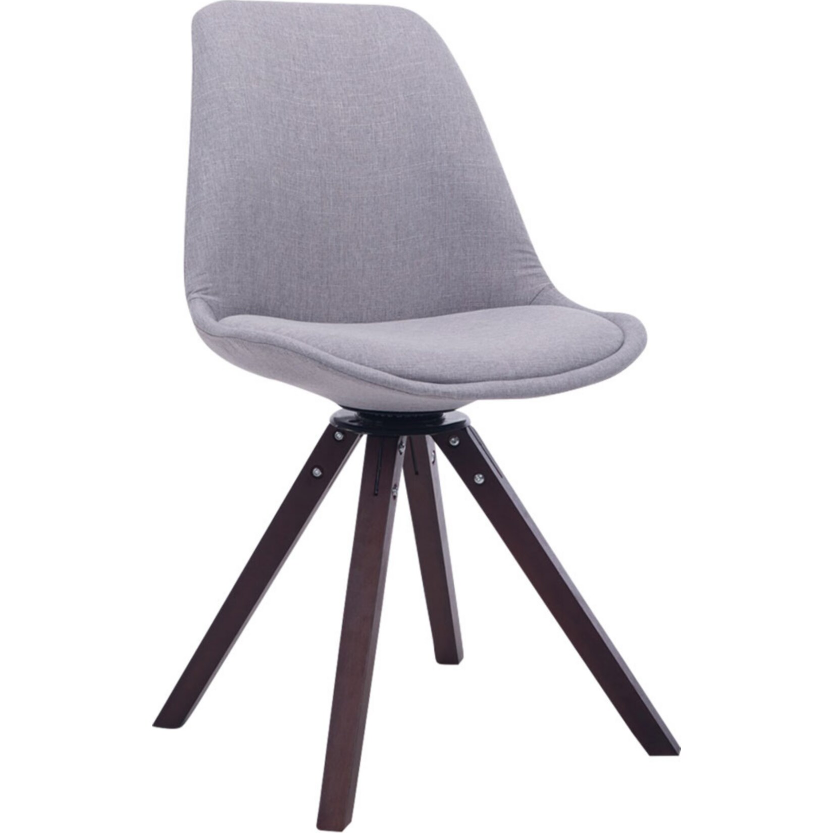 CLP Retrostuhl Troyes Square Mit Stoffbezug Und Hochwertiger Polsterung I Drehbarer Stuhl Mit Schalensitz Und Massiven Holzbeinen 