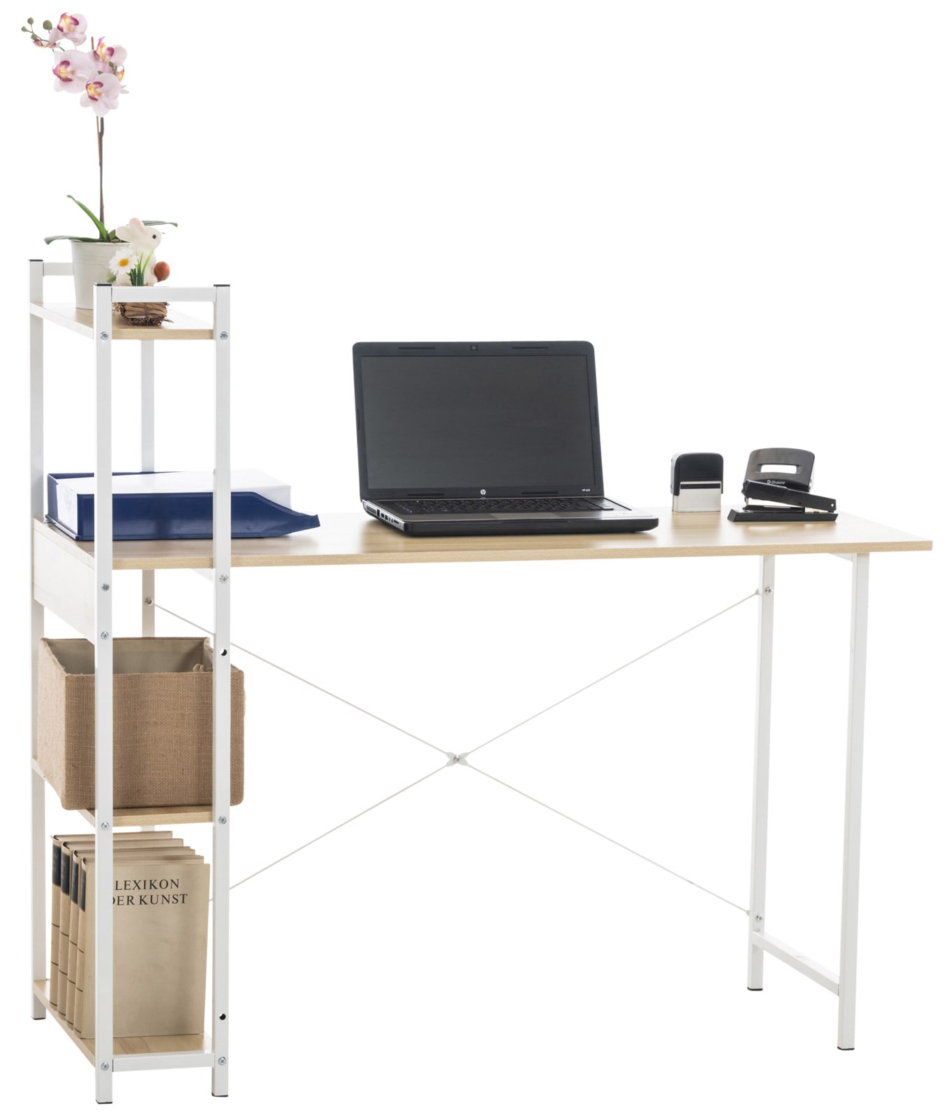 CLP Schreibtisch Poe I B&uuml;rotisch Mit Stauraum I Computertisch Mit Regalen I Laptoptisch Im Industrial Look 