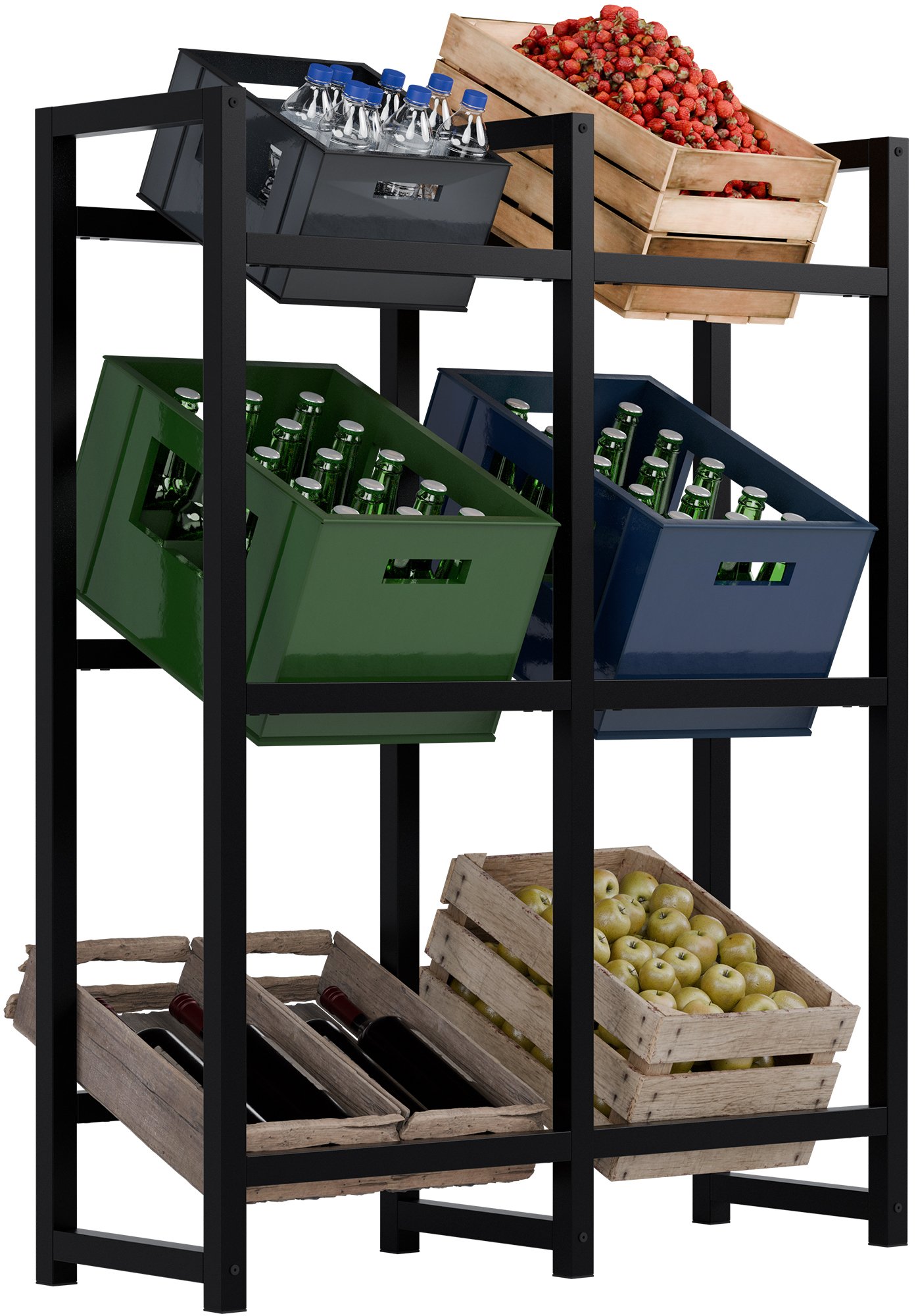 CLP Getr&auml;nkekistenst&auml;nder Metall freistehend Stack, platzsparendes Getr&auml;nkekistenregal robust und platzsparend f&uuml;r Getr&auml;nkekisten 