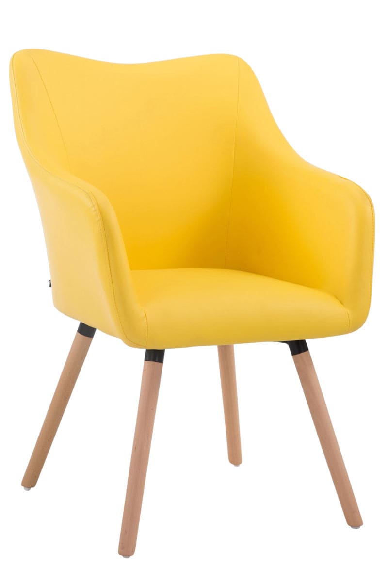 CLP Retrostuhl MCCOY V2 mit hochwertiger Polsterung und Kunstlederbezug I Esszimmerstuhl mit Armlehne I Polsterstuhl mit Holzgestell 