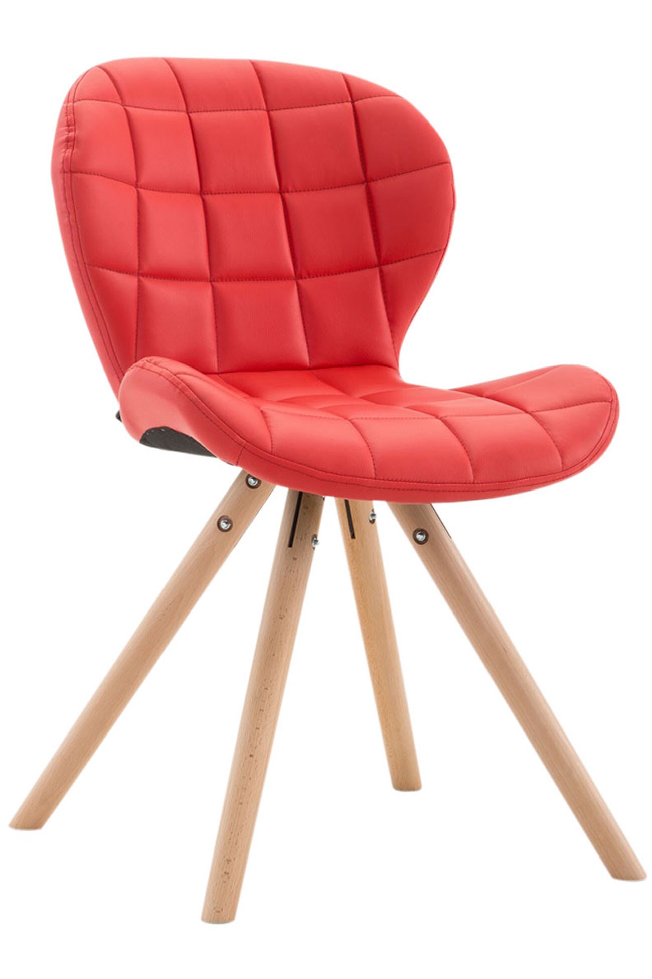 CLP Besucherstuhl Alyssa Rund Mit Hochwertiger Polsterung Und Kunstlederbezug | Esszimmerstuhl Mit Holzgestell 