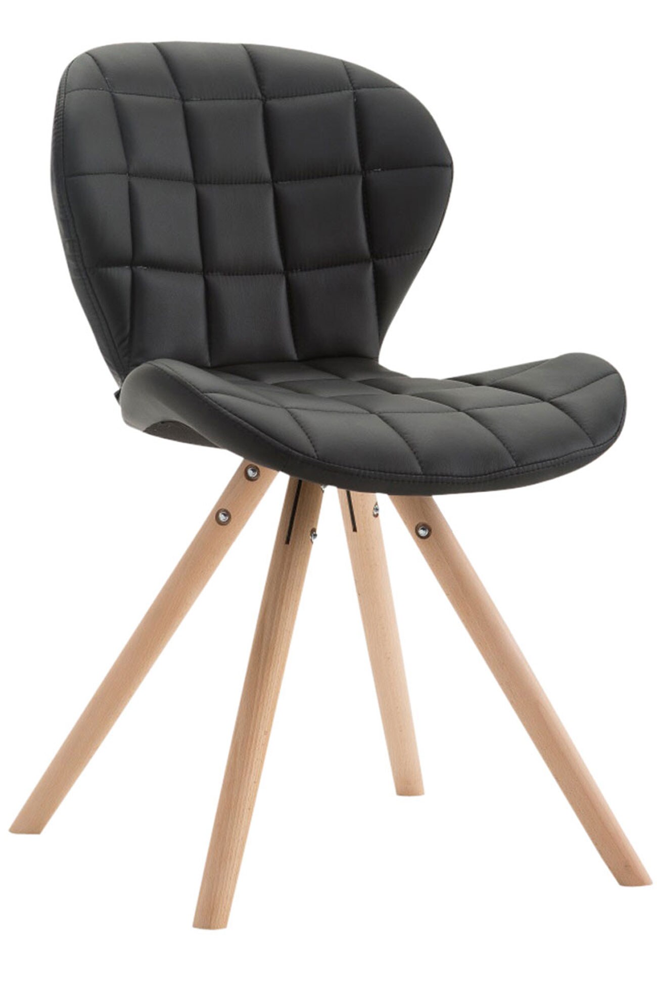 CLP Besucherstuhl Alyssa Rund Mit Hochwertiger Polsterung Und Kunstlederbezug | Esszimmerstuhl Mit Holzgestell 