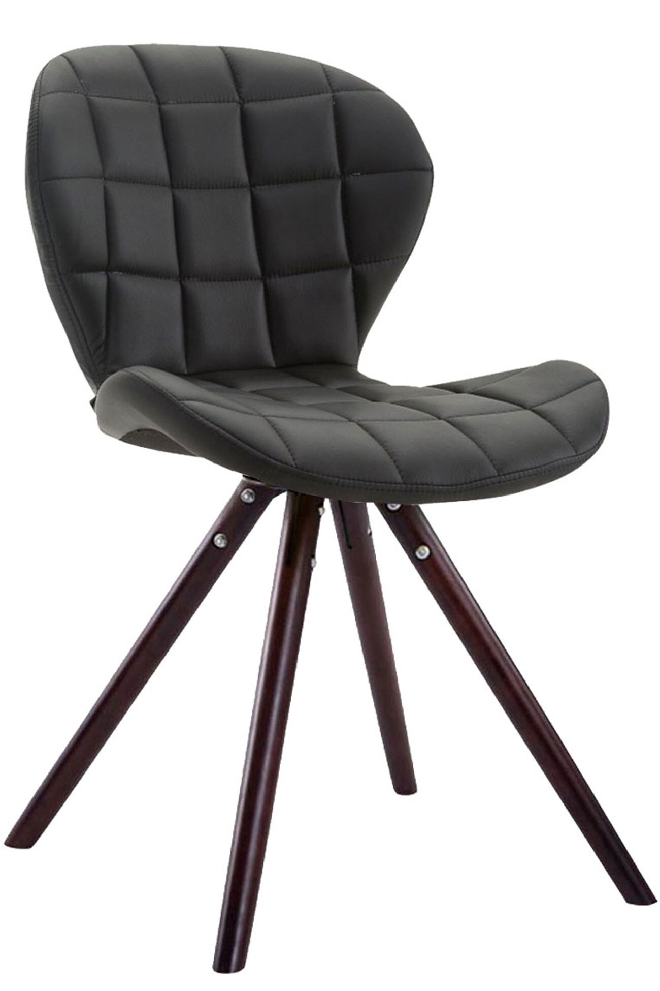 CLP Besucherstuhl Alyssa Rund Mit Hochwertiger Polsterung Und Kunstlederbezug | Esszimmerstuhl Mit Holzgestell 