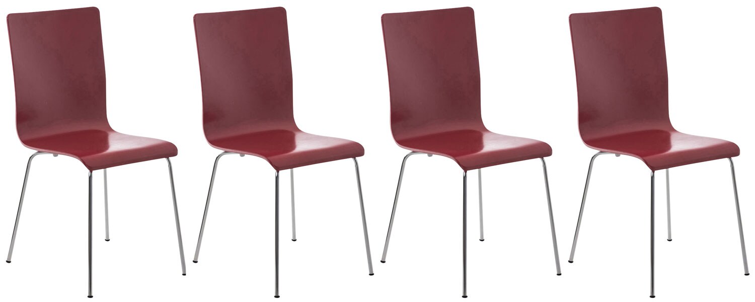 CLP 4er-Set Wartezimmerstuhl PEPE mit ergonomisch geformten Holzsitz und Metallgestell I 4x Konferenzstuhl In verschiedenen Farben …