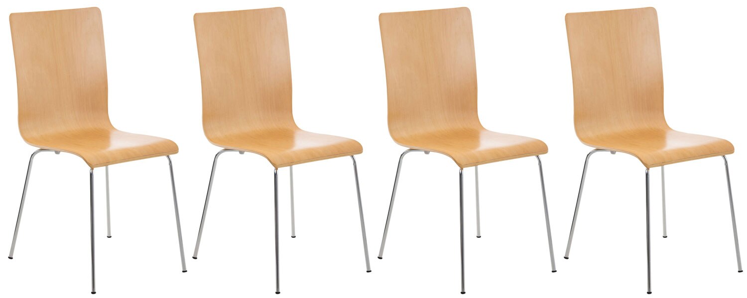 CLP 4er-Set Wartezimmerstuhl PEPE mit ergonomisch geformten Holzsitz und Metallgestell I 4x Konferenzstuhl In verschiedenen Farben …