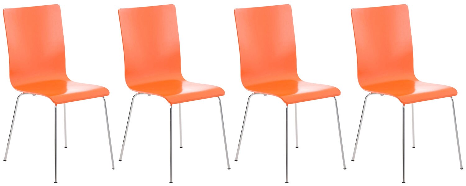 CLP 4er-Set Wartezimmerstuhl PEPE mit ergonomisch geformten Holzsitz und Metallgestell I 4x Konferenzstuhl In verschiedenen Farben …