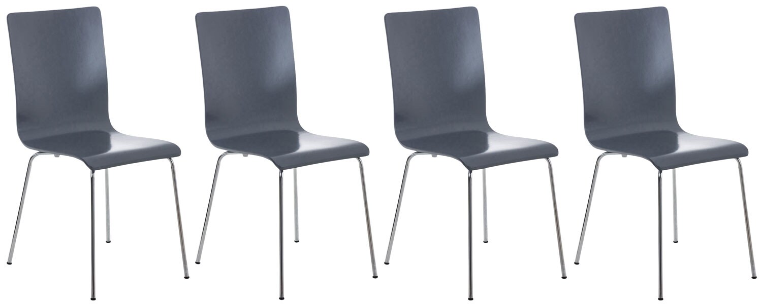 CLP 4er-Set Wartezimmerstuhl PEPE mit ergonomisch geformten Holzsitz und Metallgestell I 4x Konferenzstuhl In verschiedenen Farben …