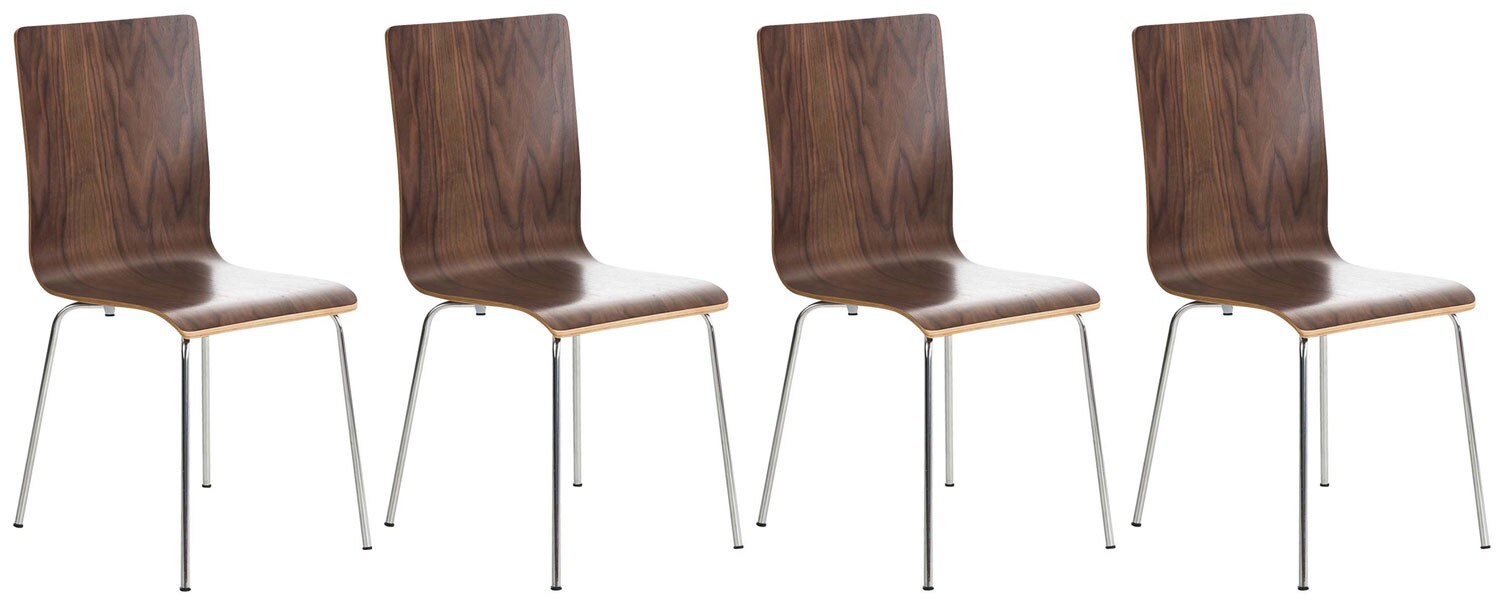 CLP 4er-Set Wartezimmerstuhl PEPE mit ergonomisch geformten Holzsitz und Metallgestell I 4x Konferenzstuhl In verschiedenen Farben …