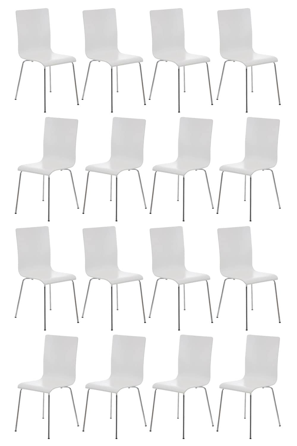 CLP 16er-Set Wartezimmerstuhl Pepe Mit Ergonomischem Holzsitz Und Metallgestell l 16 x Konferenzstuhl