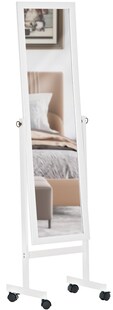 CLP Standspiegel Yolanda I Ganzkörper-Spiegel Mit Holz-Rahmen I Mit Lauf-Rollen 