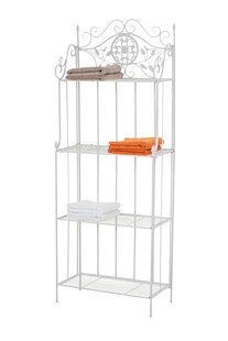 CLP Standregal FLORA aus Eisen I Klappregal mit 4 Ablagefächern im Landhausstil I In verschiedenen Farben erhältlich 