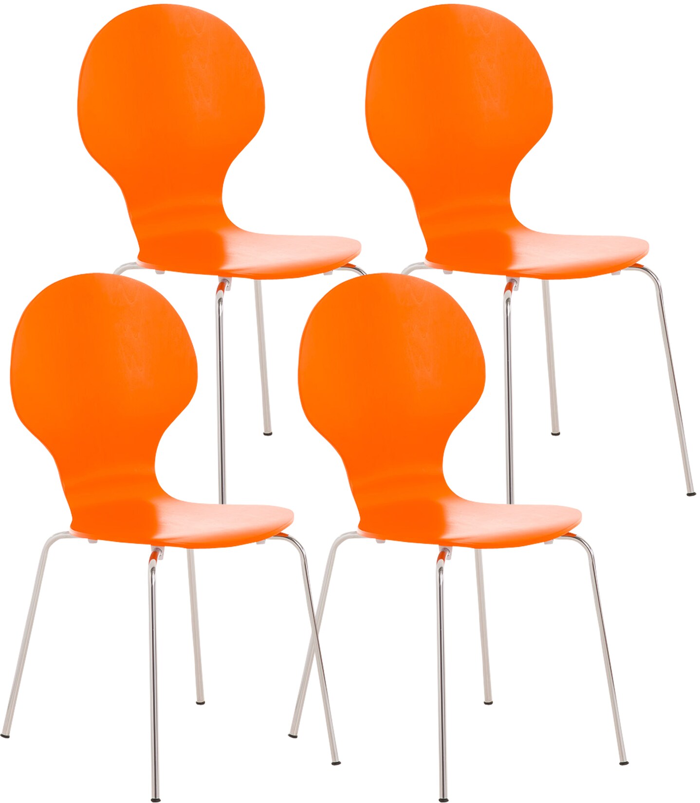 CLP 4x Stapelstuhl DIEGO l Ergonomisch geformter Konferenzstuhl mit Holzsitz und Metallgestell I Stapelbarer Stuhl mit pflegeleichter …