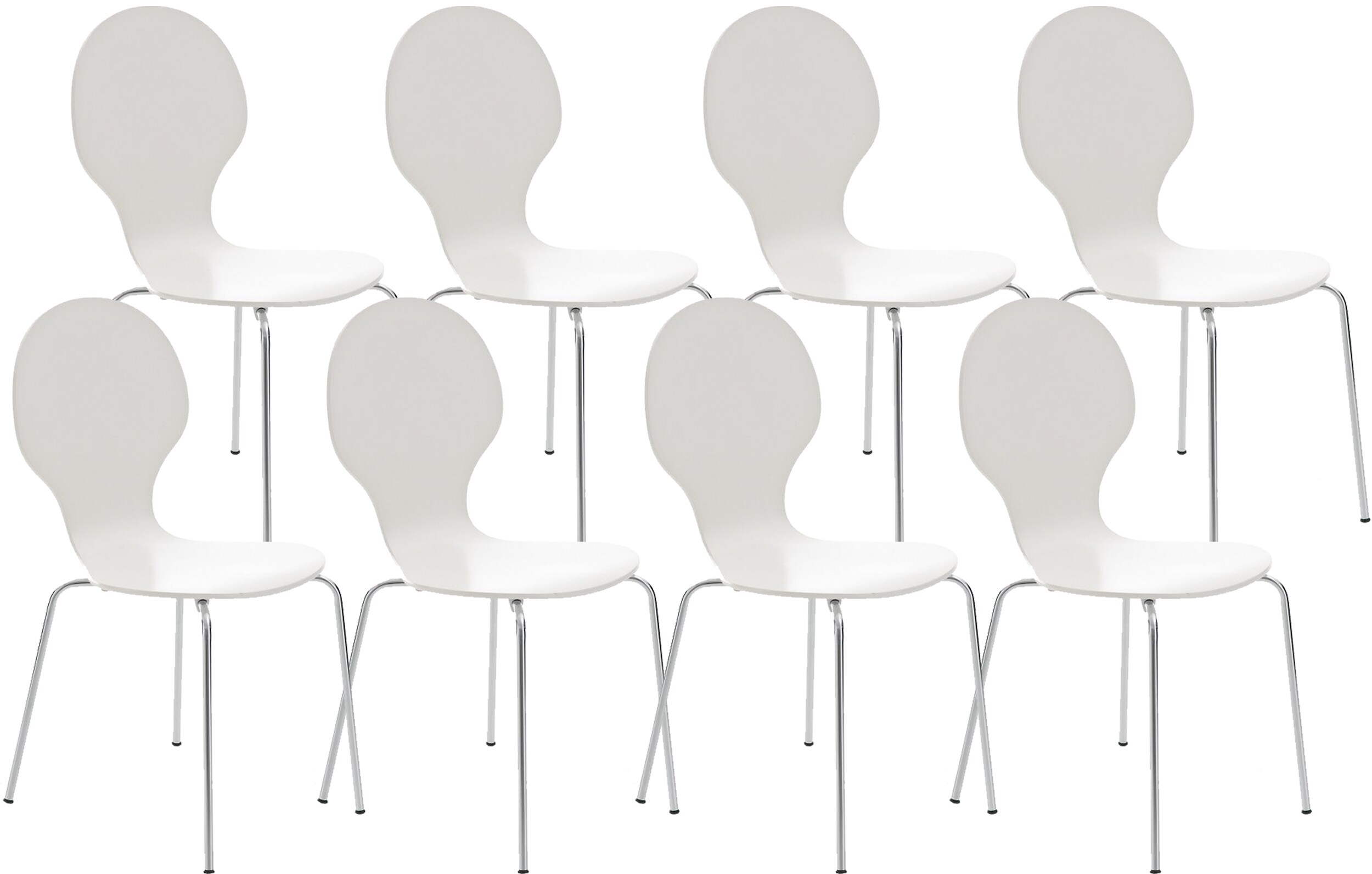 CLP 8 x Stapelstuhl Diego I Ergonomischer Konferenzstuhl Mit Holzsitz Und Metallgestell I Stapelbarer Stuhl Mit Pflegeleichter Sitzfl&auml;che 