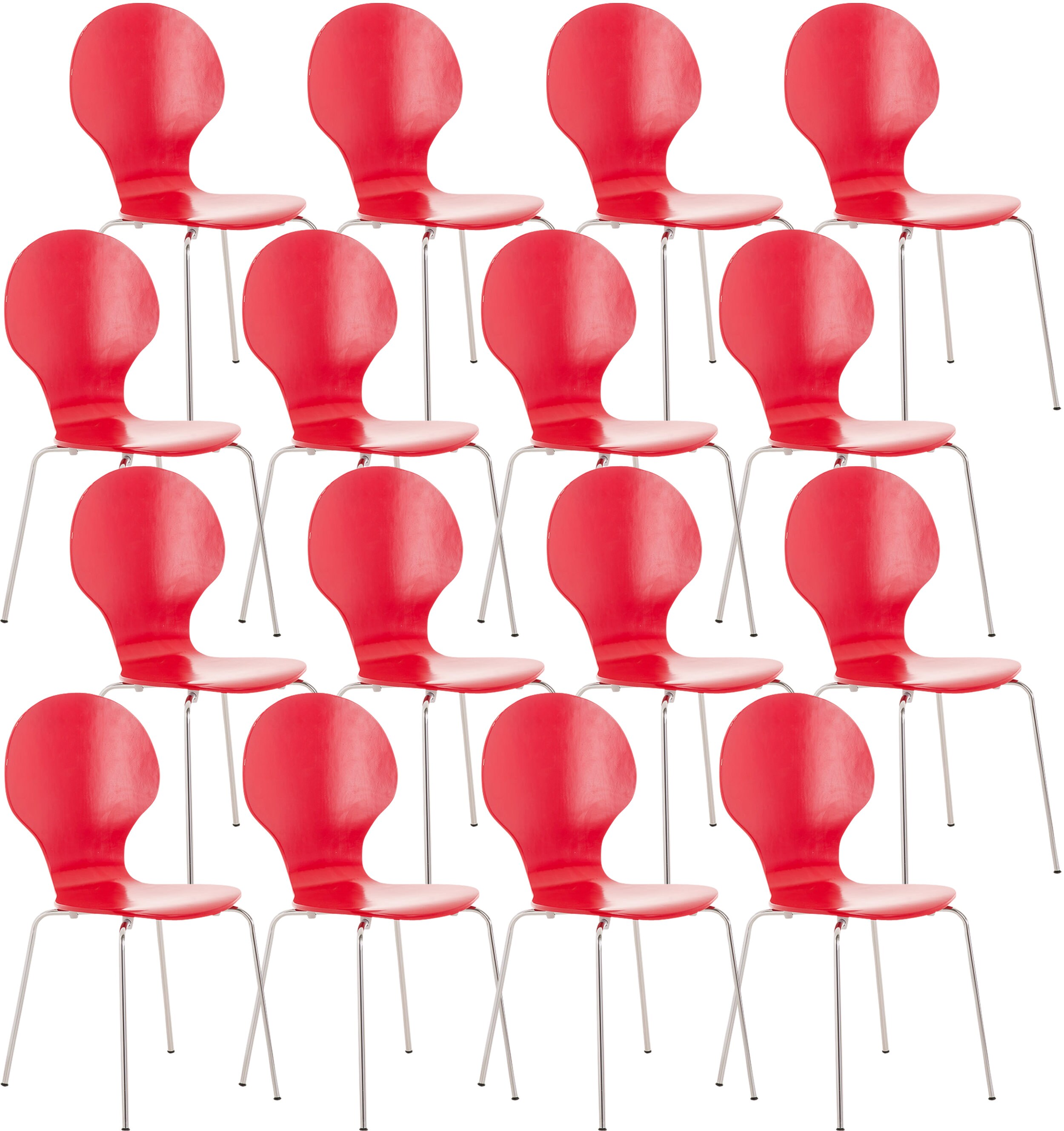 CLP 16 x Stapelstuhl DIEGO ergonomisch geformter Konferenzstuhl mit Holzsitz und stabilem Metallgestell I In verschiedenen Farben erh&auml;ltlich 