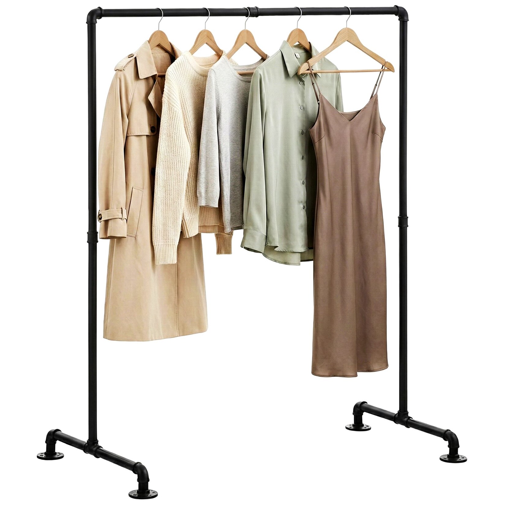 CLP Kleiderständer stabil Jersey, freistehend breitenverstellbar, Kleiderstange aus Metall im Industrial Design, Garderobenständer