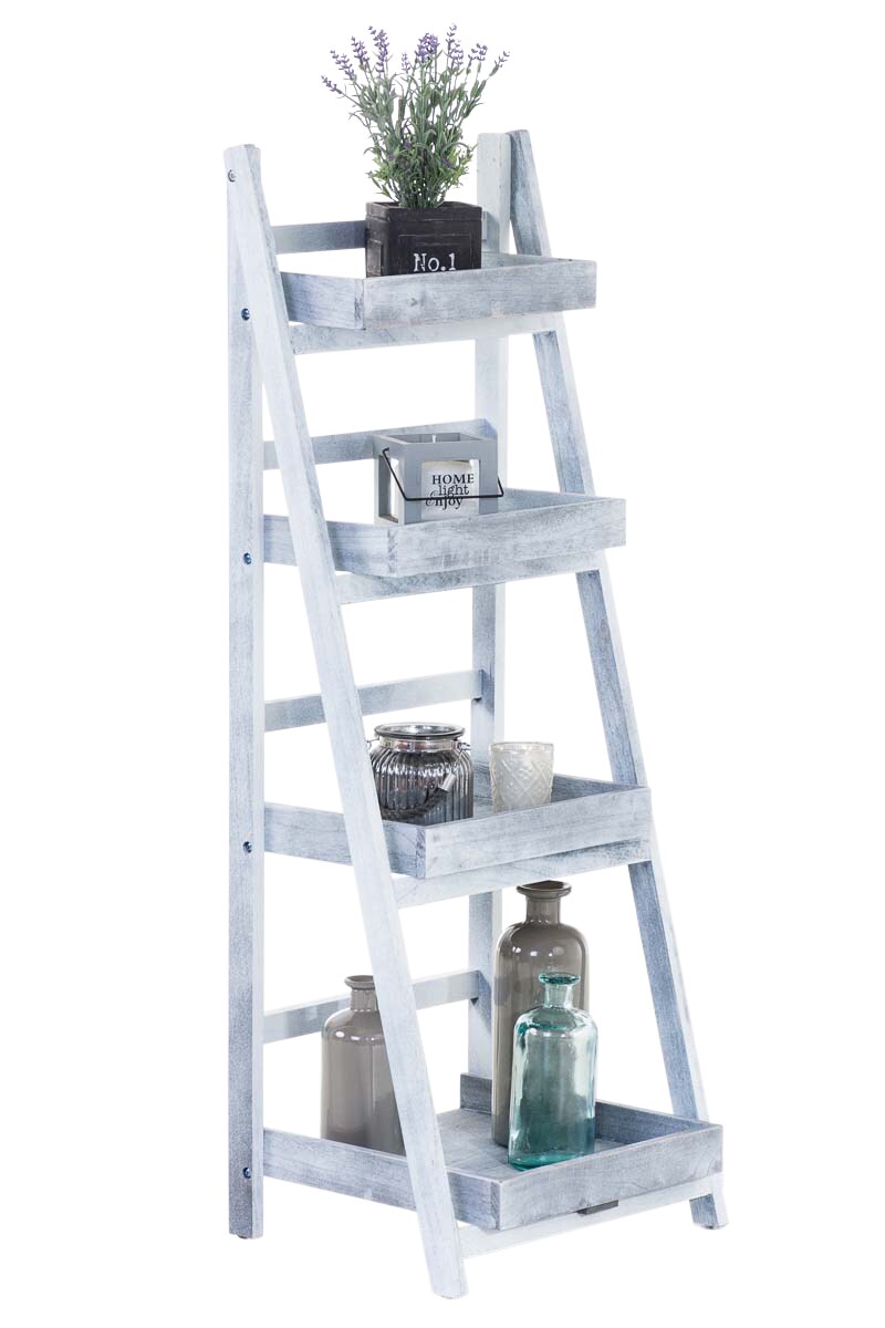 CLP Leiterregal Dorin Aus Holz Mit 4 Ablagefl&auml;chen I Klappbares Dekoregal I Blumenregal Mit 4 Ablagefl&auml;chen 