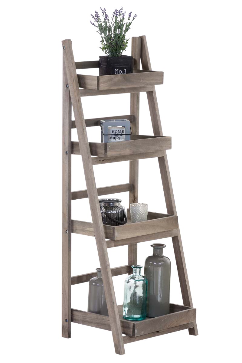 CLP Leiterregal Dorin Aus Holz Mit 4 Ablagefl&auml;chen I Klappbares Dekoregal I Blumenregal Mit 4 Ablagefl&auml;chen 