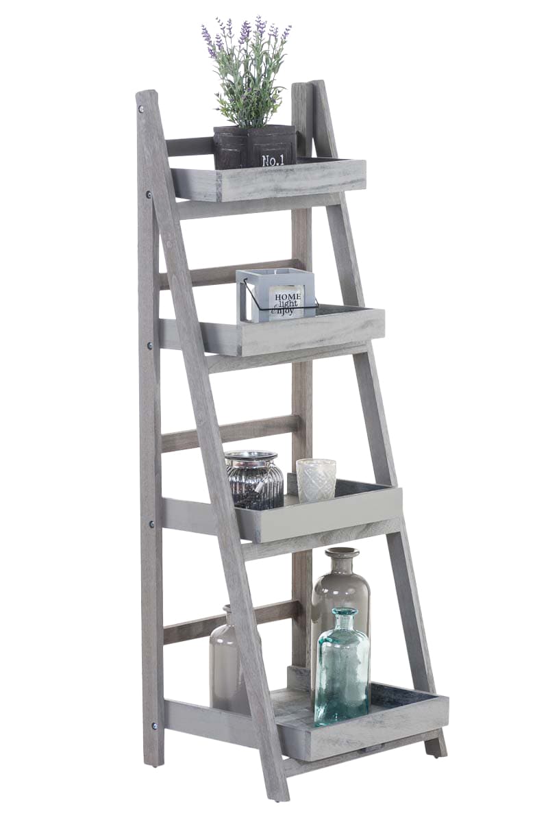 CLP Leiterregal Dorin Aus Holz Mit 4 Ablagefl&auml;chen I Klappbares Dekoregal I Blumenregal Mit 4 Ablagefl&auml;chen 