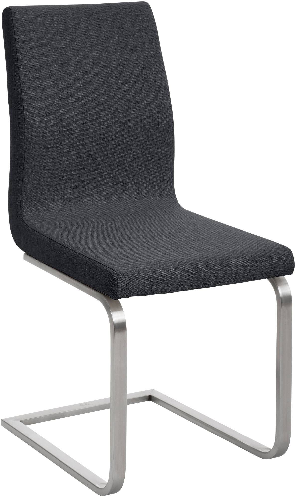 CLP Esszimmerstuhl Belfort Stoff, moderner Freischwinger mit gepolsterter Sitzfl&auml;che und hoher R&uuml;ckenlehne, stabiles Edelstahlgestell 